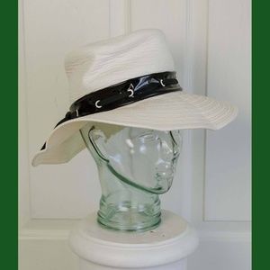 1960's Woman's White Vinyl Wide Brimmed Mod Hat